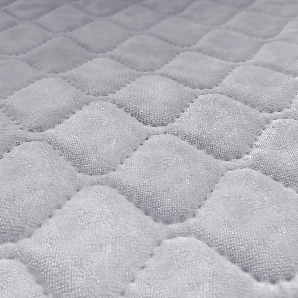 BlueSnail Quilted Waterproof Pack N Play Mattress Fitted Cover for Tollder, Portable Mini Crib Sheet, Comfortable and Breathable Playard Sheet (Light Grey)