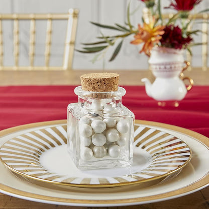 Kate Aspen Set of 18 Square Glass Favor Jar with Cork Stopper, Petite Treats, Spice Jars, Sugar Scrubs, Bath Salt, Office Supplies