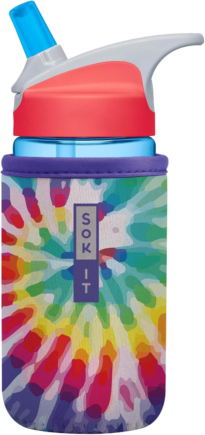 12oz CamelBak Sok It BotlSok Water Bottle Sleeve Insulated Neoprene Cover (Rainbow Tie Dye, Fits or Nalgene)