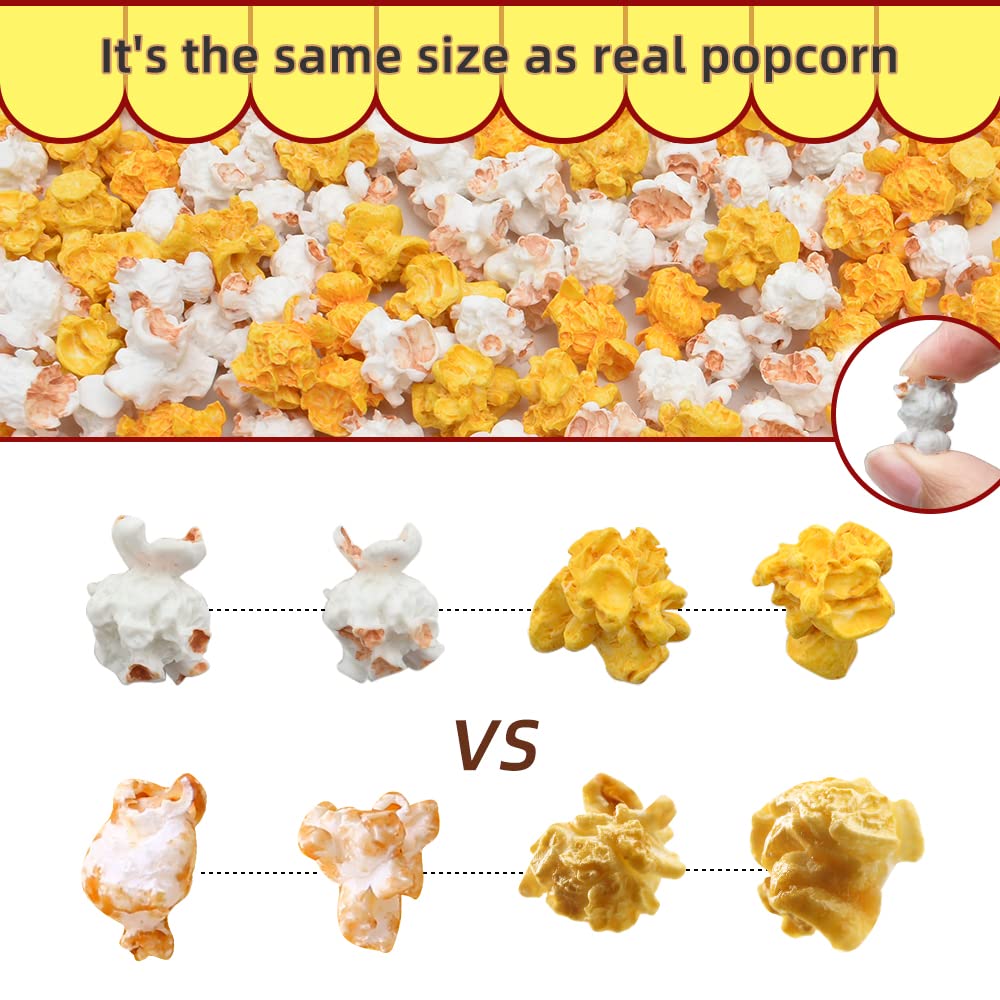 Hagao Fake Popcorn Miniature Resin Food Figurines Cute Slime Charms Handicraft Accessories for DIY Dollhouse Kitchen 60 pcs