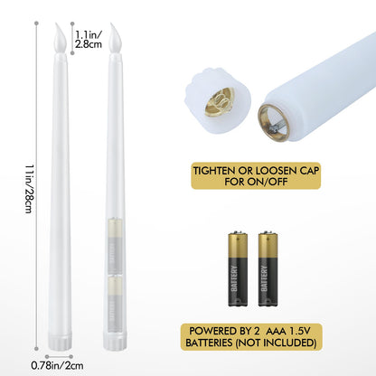 Bazayona 24pcs Flameless Flickering LED Taper Candles Bulk Battery Operated Candles for Christmas Halloween Birthday Wedding Party, (Ivory, 11 inch, 24pcs)