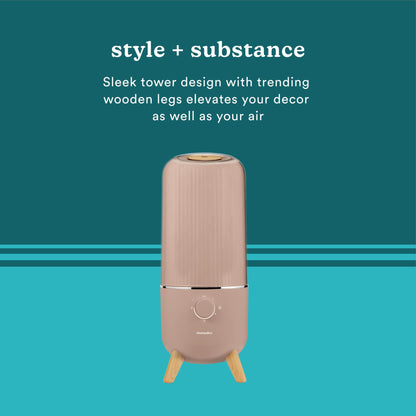 Homedics Ultrasonic Humidifier, Bedrooms and Home Offices, 0.97-Gallon Tank, 45-Hour Runtime, Visible Ultra-Quiet Cool Mist, Aromatherapy, Demineralization Cartridge, Night-Light, Auto-Off, White