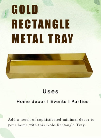 Serene Spaces Living Gold Rectangle Metal Tray, Decorative Vanity Organizer for Perfume, Cosmetic & Jewelry, 12" L X 7"