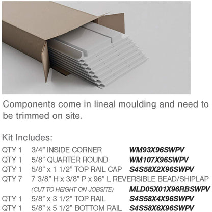 Ekena Millwork - WPKP104BBD, Deluxe Beadboard, 8' Length PVC Wainscoting Kit, 56" Height, White