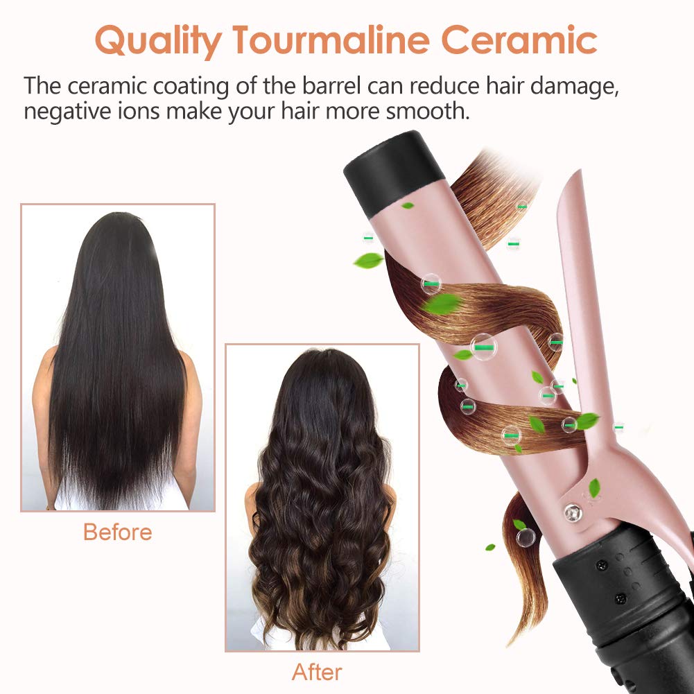 6-in-1 Curling Iron, Professional Instant Heat Up Hair Curling Wand Set with 6 Interchangeable Ceramic Barrels (0.35'' to 1.25'') and 2 Temperature Adjustments, Heat Protective Glove & 2 Clips