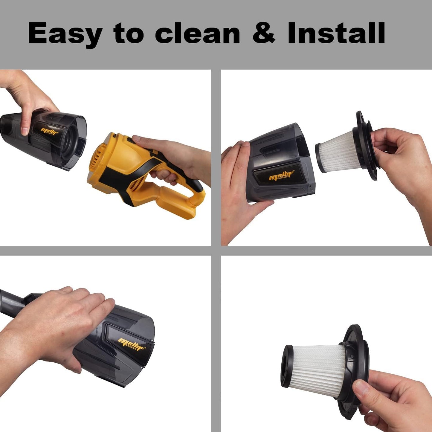Mellif Cordless Vacuum for Dewalt 20V Max Battery, Handheld Electric Power Cleaner for Hardwood Floor, Carpet, Pet Hair