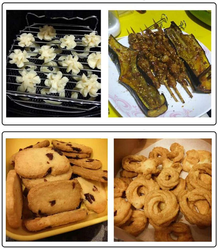 Air Fryer Double Layer Rack - Multi-purpose Accessories Fits Most 4.2QT or Above (8in, 5pins)