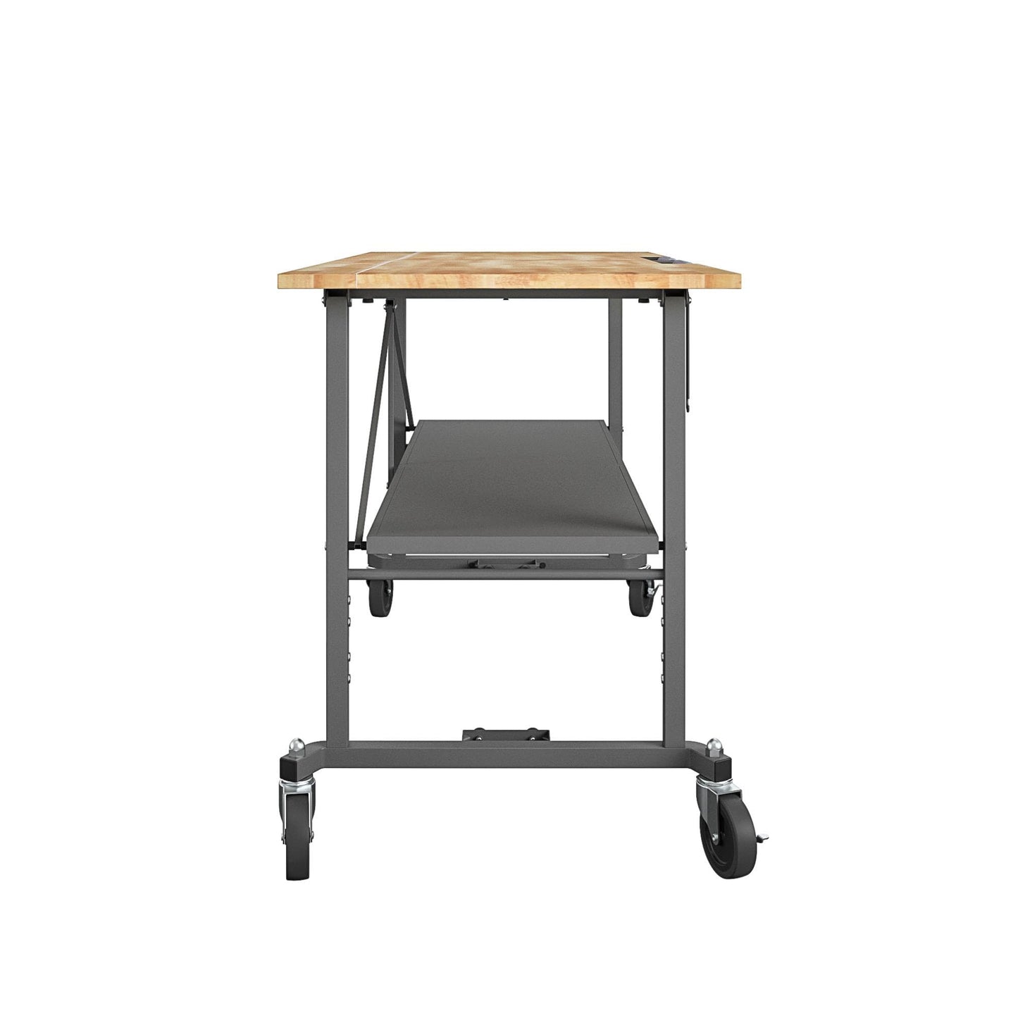 COSCO SmartFold Butcher Block Portable Workbench/Folding Utility Table (Gray Steel Frame)