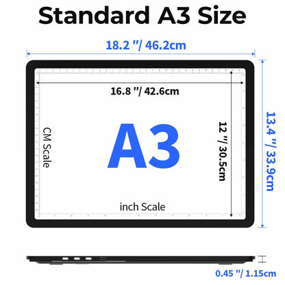 Heanolier Rechargeable A3 Light Board with Stand for Diamond Painting,5100 Lux Magnetic Light Pad with Side Buttons,5000mAH battery,Wireless Light Box for Tracing,LED Light Table for Sketching,Drawing