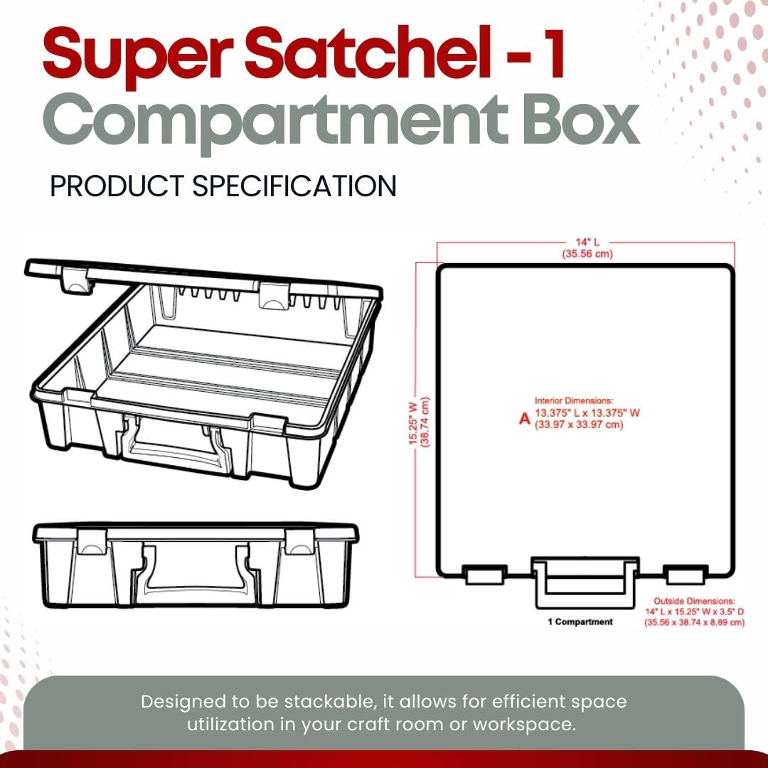 ArtBin 6955RK Super Satchel 1-Compartment Box, Art & Craft Organizer, 1-Pack, Translucent Blush