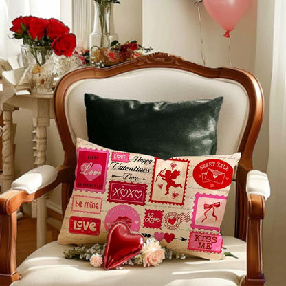 ARGOOFG Valentines Pillow Cover12 x 20 Inch, Be Mine XOXO Love Heart Throw Decorative Cushion Cases Valentine Day Pink Decoration for The Home Sofa Couch