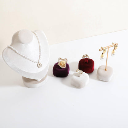 CHISTOR Cute Single Ring Holder for selling, Velvet Ring Display Stand for Jewelry Show, Jewelry Storage Display【Beige】