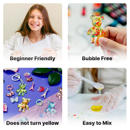 ESAM Group 300 Piece UV Resin Jewelry Making Kit for Kids, Teens & Beginners – Complete Starter Set with UV Lamp, 6 Silicone Molds, 48 Glitter Jars, Pigments, Dried Flowers & Tools