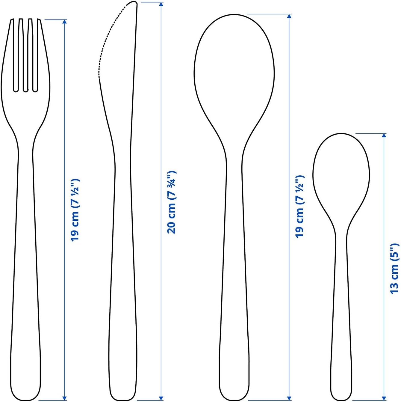 IKEA Mopsig 16 Piece Modern Silverware Cutlery Set, Flatware Set for 4 People, 18/10 Stainless Steel Mirror Polished