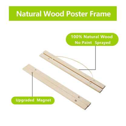 Radezon 17 inch Wide Magnetic Poster Hanger Frame, 17x22 17x24 17x11 Wood Frame for Posters, Prints, Photos, Pictures, Maps, Scrolls, and Artwork - Wall Hanging Wooden Frame