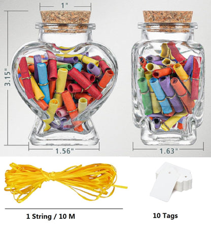 zmgmsmh Mini heart jars small heart shaped glass jar with cork lids candy jars bridal shower favors memo jar perfect amount about 3 ounces holding sands, shells,candies etc (10 pcs)