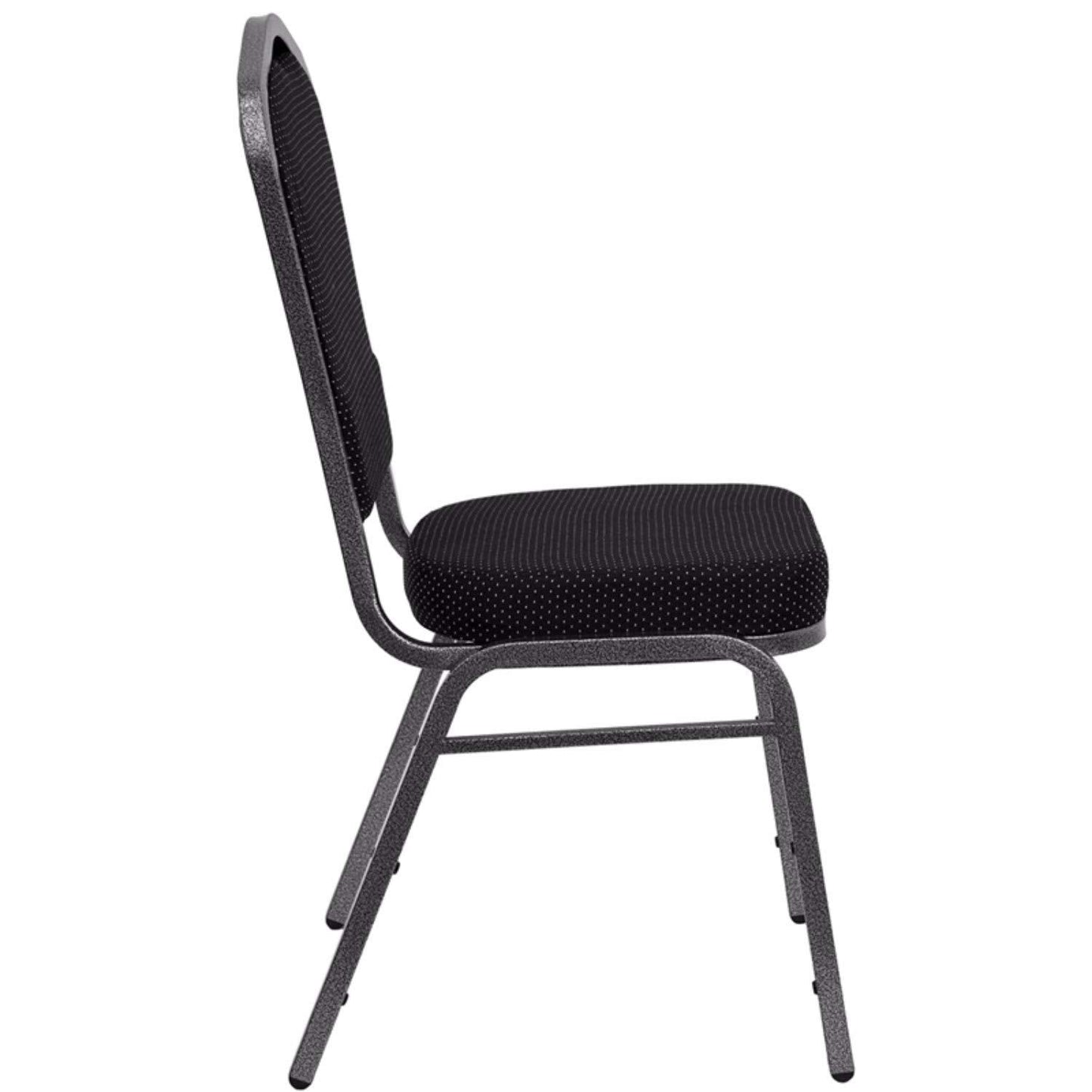 Flash Furniture HERCULES Series Crown Back Stacking Banquet Chair in Black Dot Patterned Fabric - Silver Vein Frame (Pack of 4)