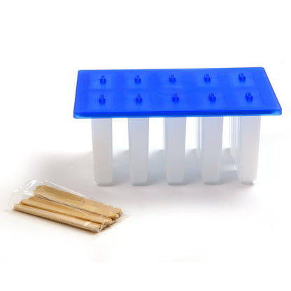 Norpro 423 Frozen Ice Pop Maker with 24 Wooden Sticks, White/Blue, 4x9x5.5 inches