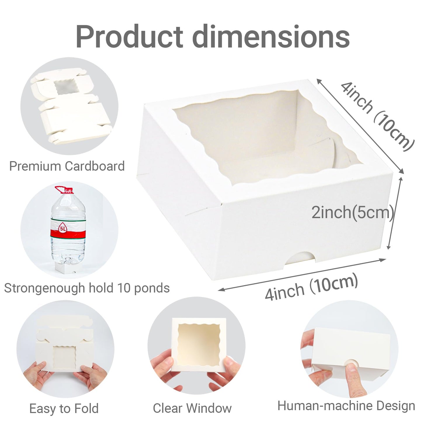 TEMLQPACK 100pcs 4x4x2 Inch Party Favor Boxes (Bakery/Chocolate/Donut)