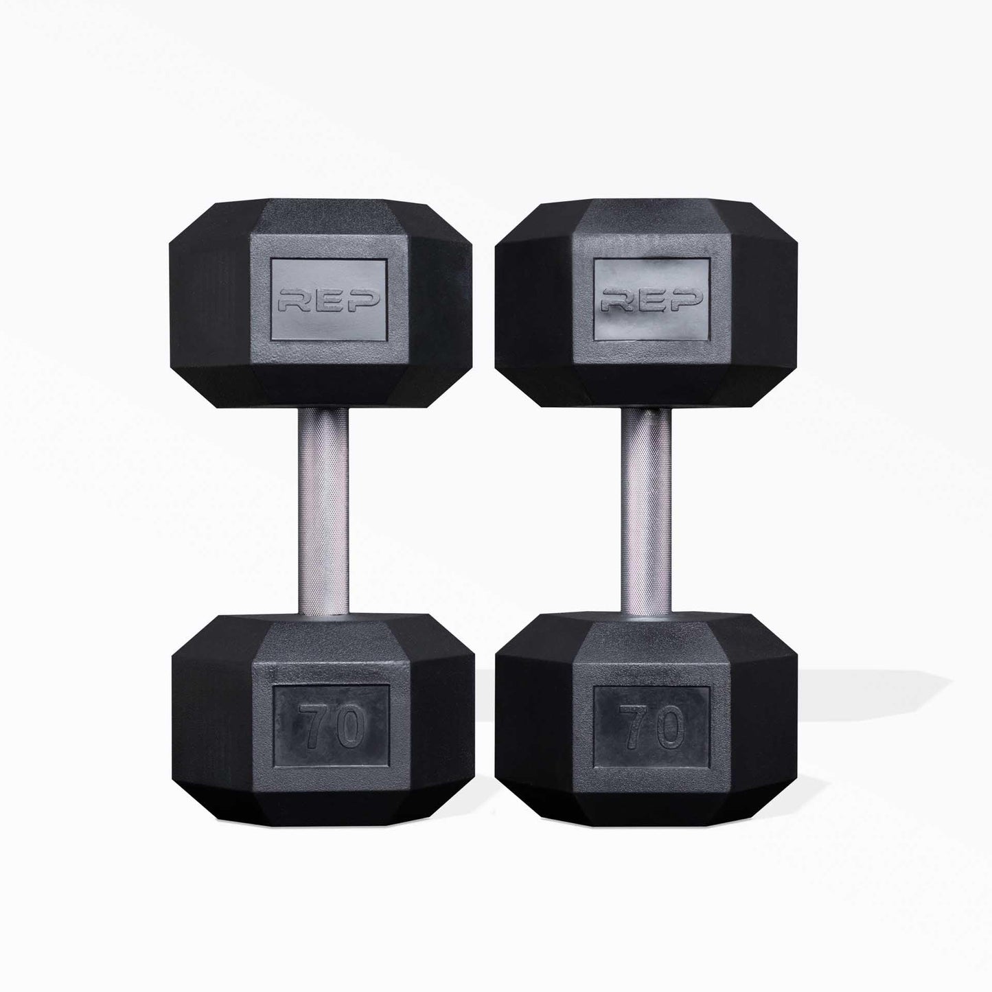 Rep Fitness 55lb-75 lb Dumbbell Set- Rubber Hex, Low Odor, Fully Knurled- Made for Heavy Lifting