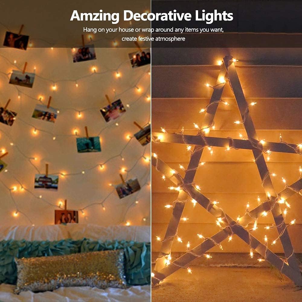 21.63ft 100 Count 120V ODEETRONIC Incandescent Christmas Lights, Clear Christmas Mini Lights Connectable, UL Certified