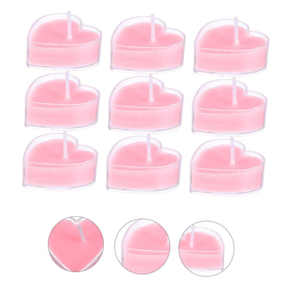 Anneome 9Pcs Heart Shaped Scented Candles Pink Rose Eco Friendly Tea Light Candles for Home Wedding Romantic Decoration Safe No Smoke