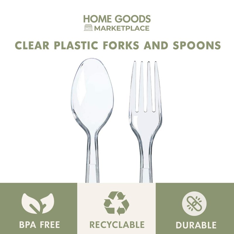Clear Plastic Silverware Set, 120 Count Spoons and Forks, Perfect for Parties, Holiday Gatherings, Picnics, and Stocking the Pantry