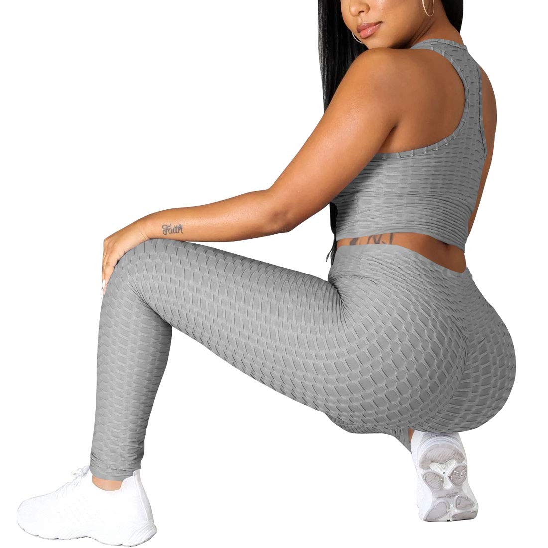 Nimsruc Workout Sets For Women 2 Piece Outfits Sexy Jogging Suits Summer Casual Sweatsuits Bodycon Tracksuits Gray M