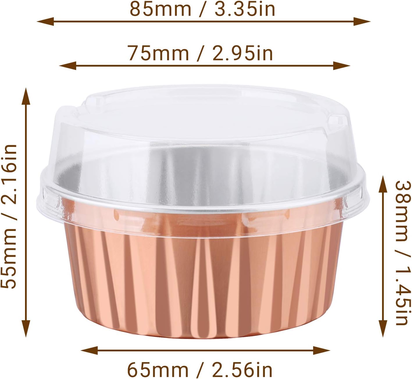 EUSOAR Disposable Baking Cups, 5oz 50pcs Foil Ramekins, Aluminum Muffin Liners with Lids