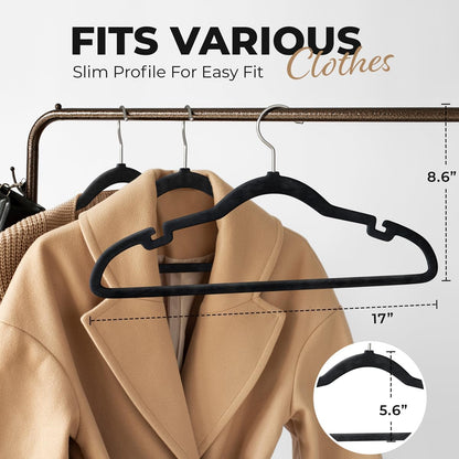 Modern Space Velvet Hangers - 200 Pack Slim Space-Saving Design for Shirts, Pants, and Dresses