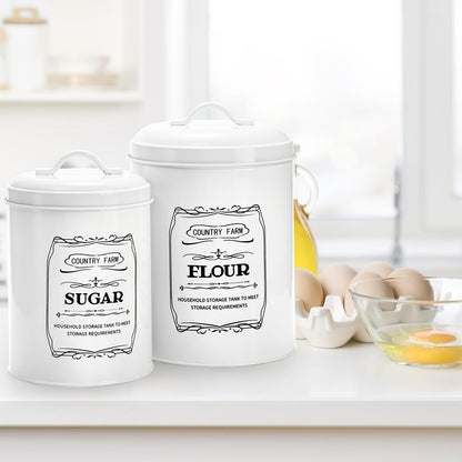 yarlung Set of 4 Kitchen Canisters with Airtight Lids, Coffee Tea Sugar Flour Tin Jars Nesting Food Storage Container Set for Farmhouse Decor, 4 Sizes