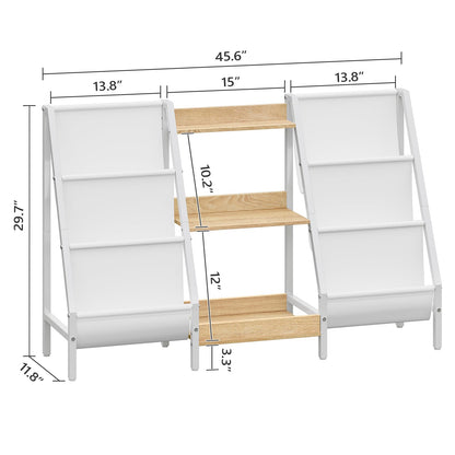 MAHANCRIS Kids Bookshelf and Toy Organizer, 3-Tier Bookshelf for Kids, Sturdy Kid Bookcase with Storage, Toddler Book Shelf for Kids Room, Playroom, Bedroom, Nursery, Natural BKBN34201