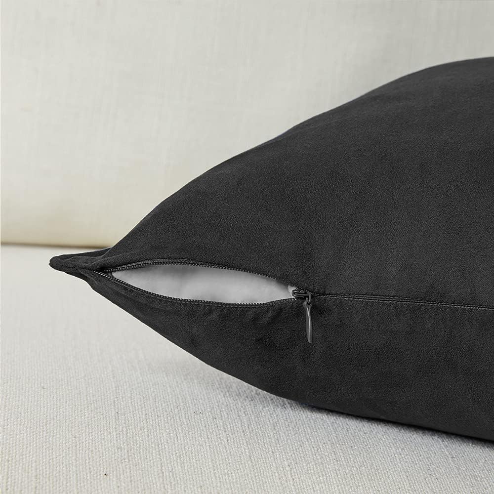 Fancy Homi 2 Packs 14x24 Inch 35x60 cm Black Long Lumbar Decorative Throw Pillow Covers for Living Room Couch Bed Sofa