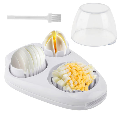 3-In-1 Egg Slicer for Hard Boiled Eggs,Stainless Steel Egg Cutter with 3 Cutting Modes,Multipurpose Kitchen Gadget Dicer for Butter Strawberry,Mushroom,Banana,Tomato,Easy to Use
