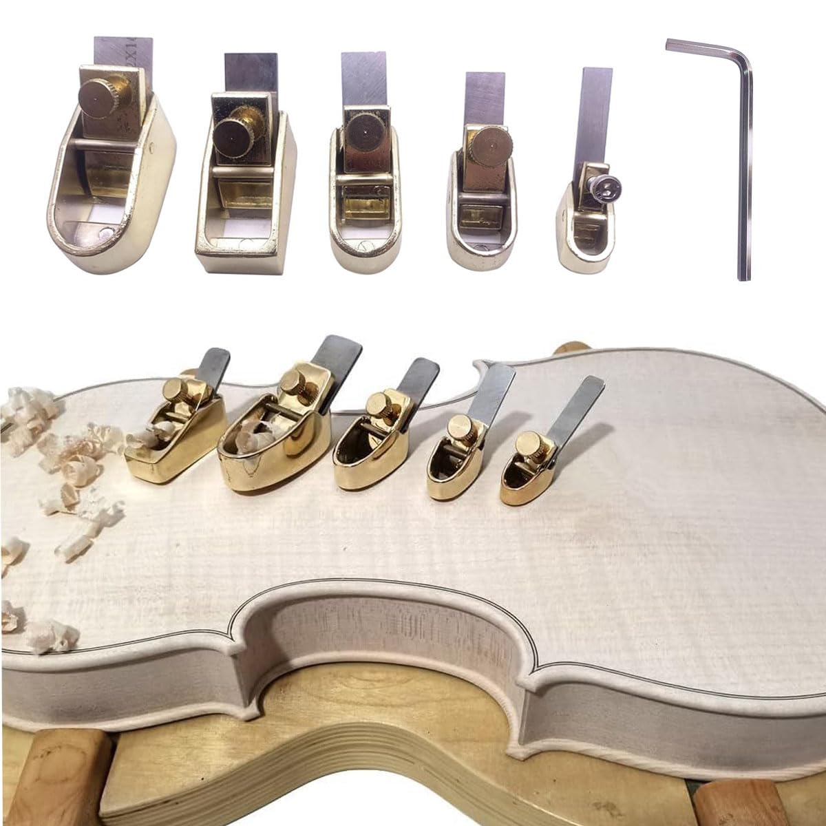TUOREN 21 Pcs Violin Luthier Repair Tool Kit, 14 Pcs Violin Fingerboard Scraper Set and 5Pcs 8-16mm Violin Thumb Planer, 1Pcs Brass Purfling Inlaid Groove Carver and 1 Pcs Clean Up Groove Knife