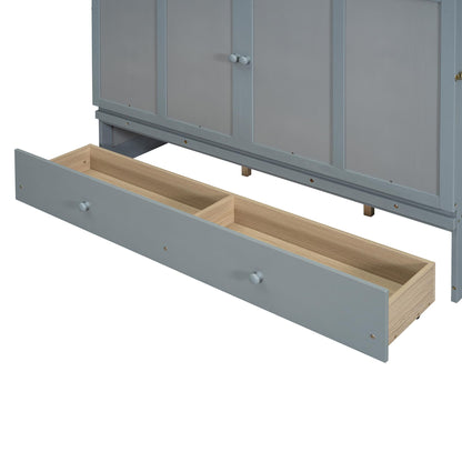 Bellemave Queen Murphy Bed Cabinet Bed, Solid Bed with Storage Drawer, Queen Size Bed with USB Ports, Chest Wall Murphy Bed with Drawer (Gray, Queen)