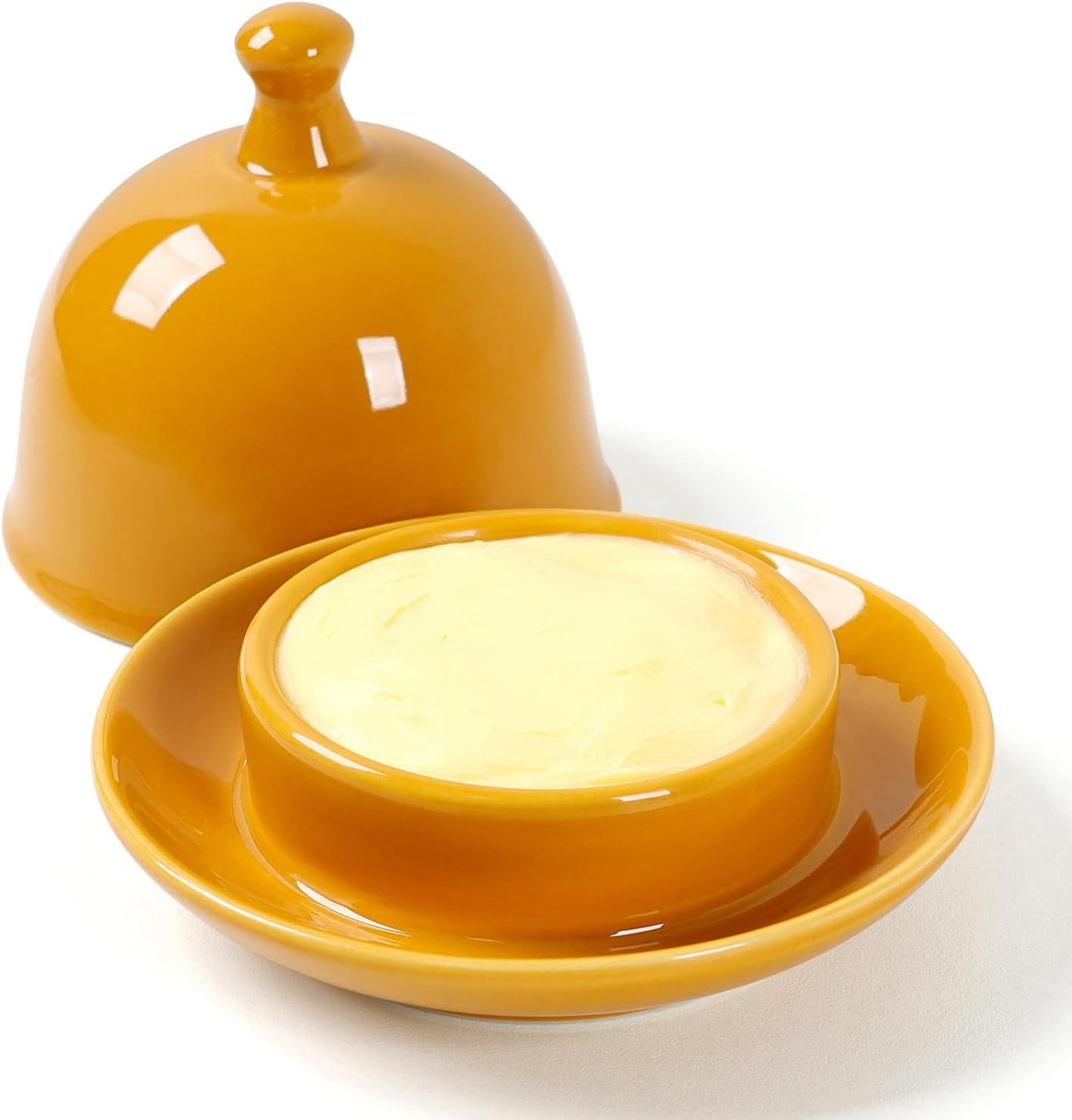 2026 17 OZ 2 Butter dish, Ceramic Small Butter Dish with Lid, NEW Original Design Mini Butter Crock Keeper with Handle