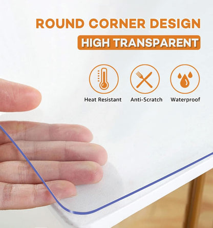 24x60 Inch 1.5mm PoPoTo Dining Room Tablecloth Clear Plastic Table Cover Protector Clear Table Pad Heat Resistant