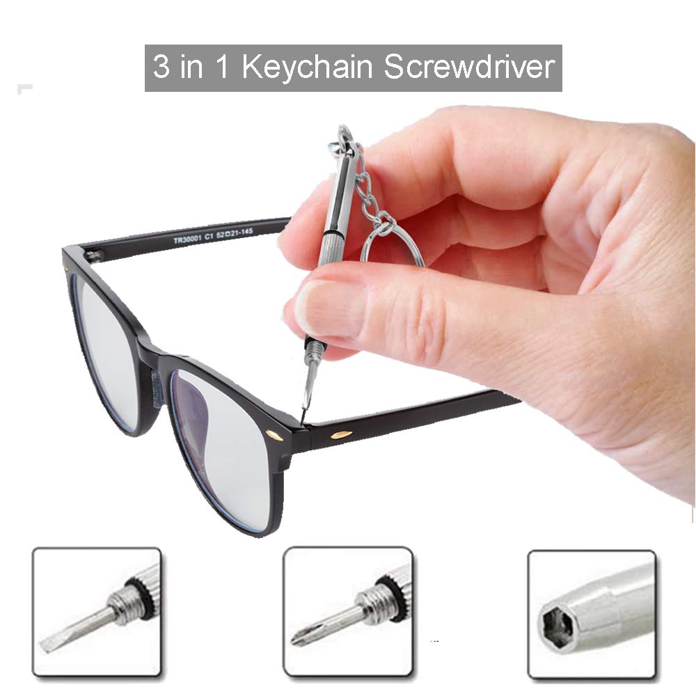 ESINAM Portable Glasses Screwdriver for Eyeglass Repairing, 13 In 1 Mutifuntional Precision Screwdriver Set for Sunglasses,Watch, Laptop, Electronics, Cellphone and Jewelry - Magnetic Bits