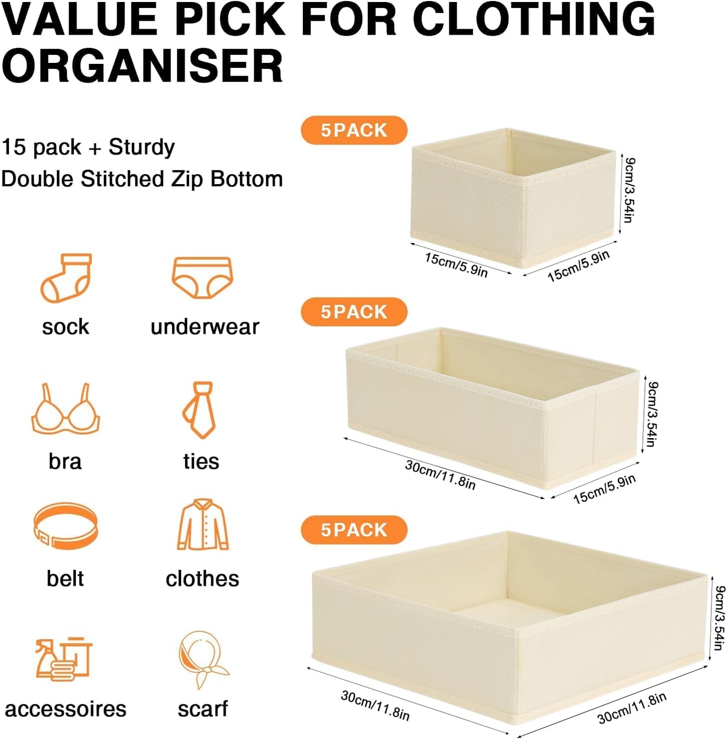 15 Pack Closet Closet DIMJ Drawer Organizer Clothes - Foldable Baby Organizers and Storage & Organizers for Bedroom