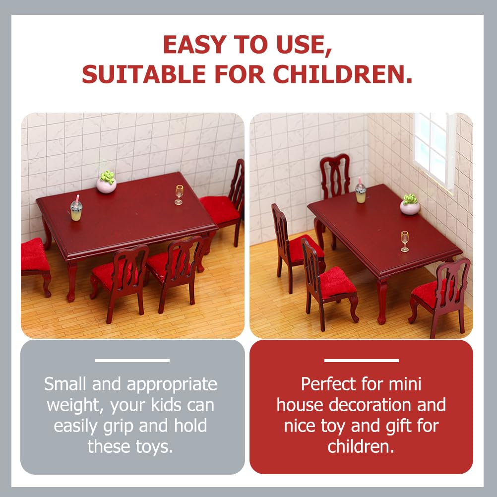 NUOBESTY 5-piece Miniature Tables and Chairs Set 1/12 Scale Dollhouse Dining Room Furniture for Decoration