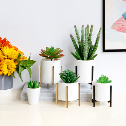 SIEBOLD Gold pencil cup Sturdy metal frame with white ceramic pen holder For desks and kitchen appliance holders