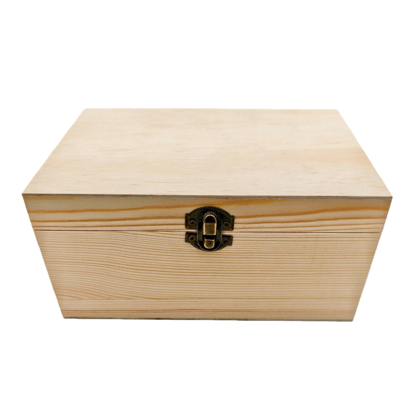 Anwoodola Unfinished Natural Pine Wood Storage Box with Hinged Lid, Wooden Craft Container for Jewelry, Gifts, Art Supplies, Hobby Organization (7.87 x 5.11 x 3.93in)