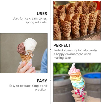 Hemoton Ice Cream Waffle Cone Roller, Krumkake Cone Maker Wooden Pastry Waffle Cake Kitchen Baking Tool