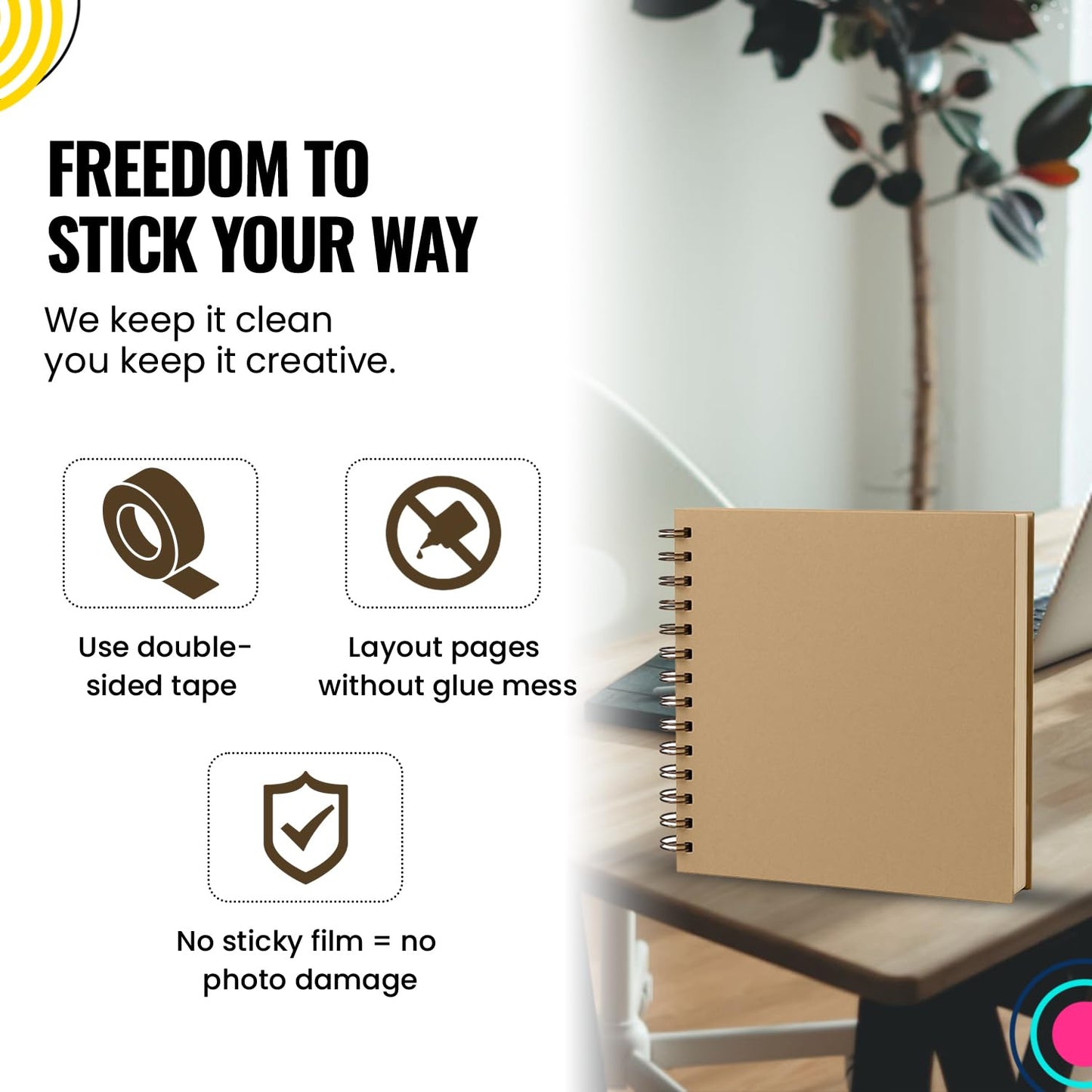 Modern Shop Scrapbook Album | Extra Thick Kraft Paper with Hardcover - 12 x 12 250 gsm, 50 sheet