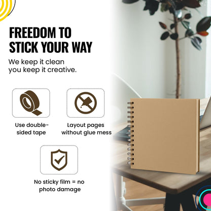 Modern Shop Scrapbook Album | Extra Thick Kraft Paper with Hardcover - 12 x 12 250 gsm, 50 sheet