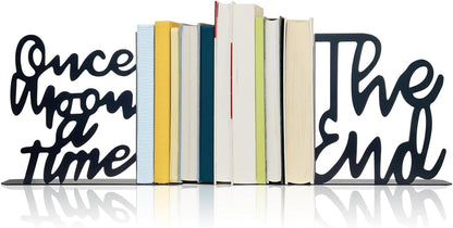 MAKABAKA Once Upon A Time Bookends,Metal Decorative Bookends,Once Upon A Time Sign for Bookshelf, Reading Nook