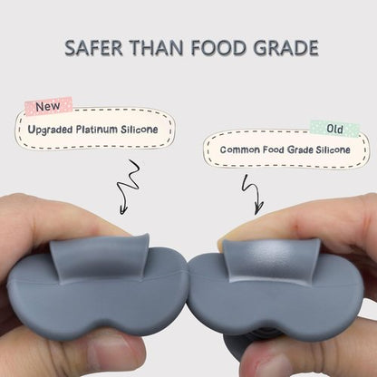 Ginbear Platinum Silicone Baby Spoons - Non-Toxic Self-Feeding Utensils for Infants | Pack of 4 (Hazy Green/Pink)