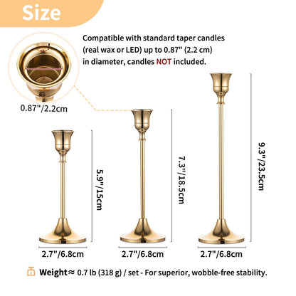 Nuptio Candlestick Candle Holders 30 Pcs Candle Stick Holder Gold Taper Candle Holder Candle Stand for Wedding Party Thanksgiving Halloween Birthday Mantel Baby Shower Table Centerpieces Decor
