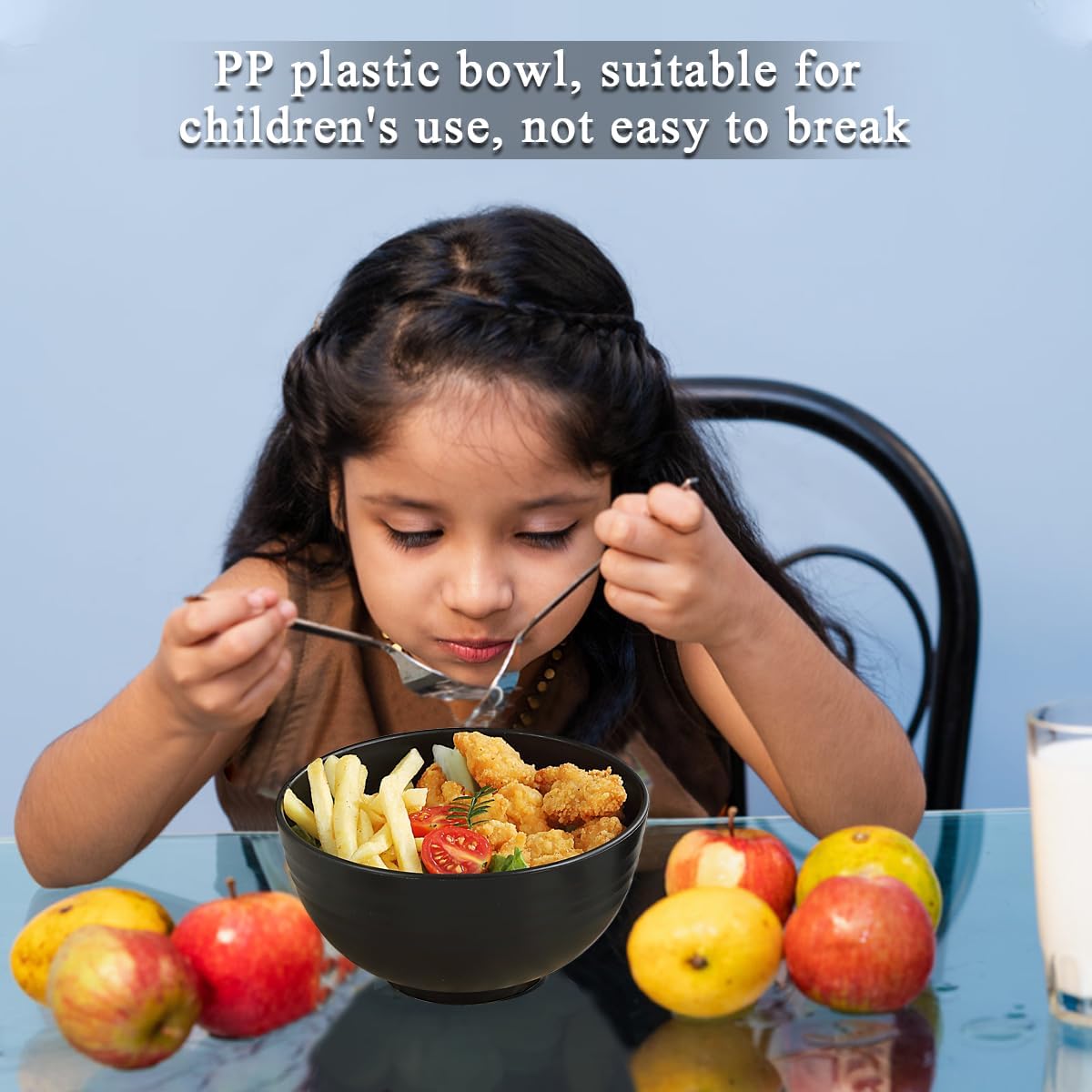 Berglander Set of 12 Black Plastic Bowls, 25oz Reusable Ramen, Soup, Cereal Bowls for Home, Restaurant, Outdoor Use